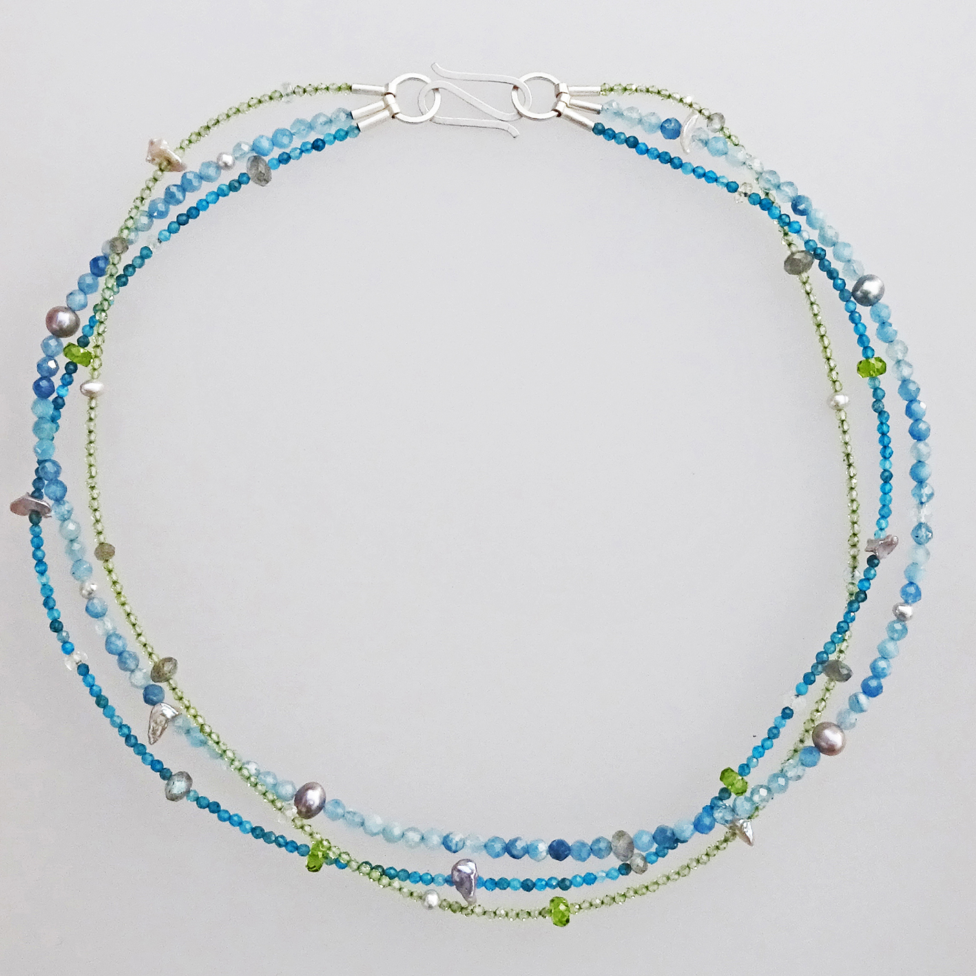 AG 925,Aquamarin,Peridot,Apatit,Labradorit,Süßwasserperlen
