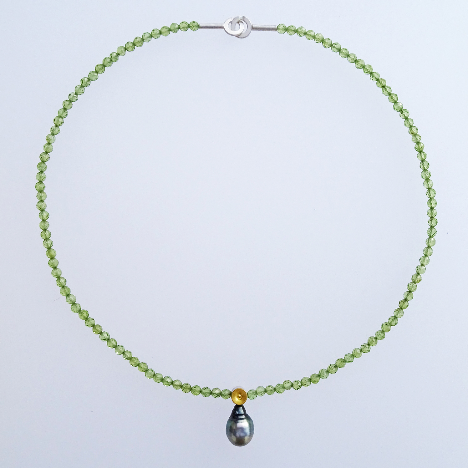 Halsschmuck AU 1000, AG 925, Peridot, Tahitiperle